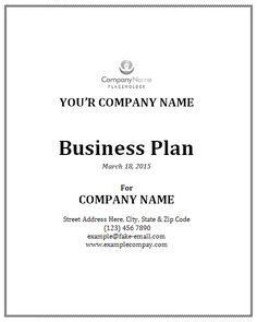 the business plan for company name is shown in black and white, with an image of a