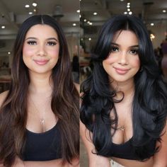 Round Face Butterfly Cut Before and After Black Hair Butterfly Haircut, Hair Cuts Long Hair Layers, Long To Medium Hair Before And After, Medium Length Haircut For Round Faces, Long Layers With Face Framing Pieces, Front Layers Long Hair, Round Face Haircuts Long, Round Face Haircuts Medium, Medium Hair Round Face