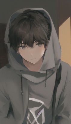 an anime character wearing a hoodie and looking at the camera