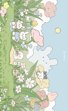 Cute Tablet Backgrounds, Ipad Drawing Wallpaper, Cute Green Ipad Wallpaper, Cute Kawaii Wallpapers For Laptop, Cute Illustration Wallpaper Desktop, Cute Anime Laptop Wallpaper, Sanrio Background Landscape, Ipad Wallpaper Bunny, Cute Ipad Backgrounds Aesthetic