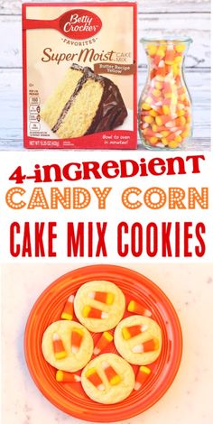 the ingredients for this candy corn cake mix cookies