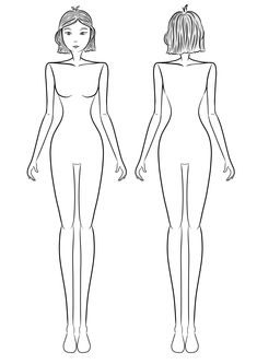 a line drawing of two women standing next to each other