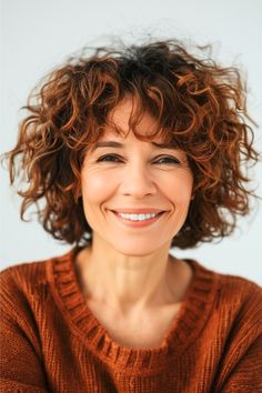 Layered Curls Hairstyle for Women Over 40 with Thick Hair. Layered Curls