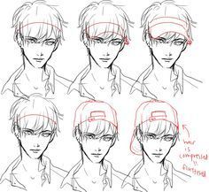 how to draw the head and shoulders of an anime character with different angles, hair styles and