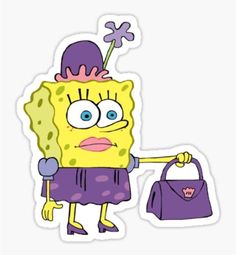 a cartoon character holding a handbag sticker