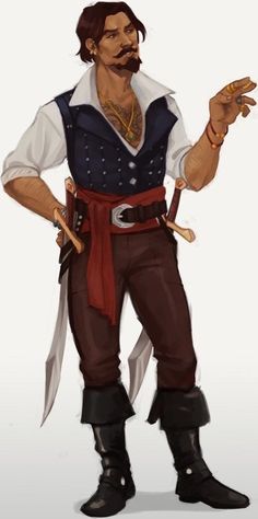 a drawing of a man in pirate costume