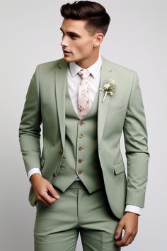 Grooms Men Suits Sage Green, Sage Green Suit Men, Sage Suits Men, Sage Green Suits For Men, Sage Green Groom Suit, Sage Green Wedding Suit, Sage Suit, Green Groom Suit, Sage Green Suit