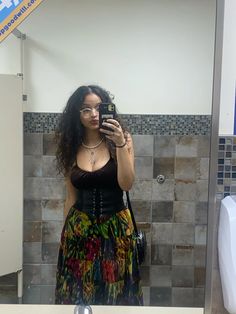 #ootd #thrift #outfits #whimsical #skirt #corset Corset Outfit Layered, Corset Tank Top Outfit, Whimsical Skirt, Thrift Outfits, Fashion Subcultures, Ethereal Core, Fall Thrift, Whimsical Gothic, Skirt Corset