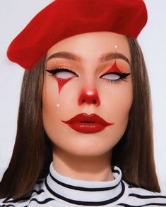 Aprenda hoje a se maquiar para o HALLOWEEN Nem Halloween Makeup, Easy Clown Makeup, Easy Halloween Makeup, Mime Makeup, Halloweenský Makeup, Halloween Make-up Looks, Holloween Makeup