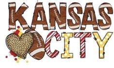 kansas city with footballs and candy canes in the shape of a heart on it