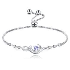 PRICES MAY VARY. ❤MOTHER’S DAY GIFTS : This aesthetic charm bracelets made of 925 sterling silver and embellished with AAAAA cubic zirconia,which is a luxurious display of love and will be a perfect gift for someone special to show your love.Nickel-free, lead-free and hypoallergenic. ❤925 STERLING SILVER BIRTHSTONE BRACELETS:Each gemstone decorated in the center of the bracelet has different colors corresponding to 12 birth months, so many people believe that wearing a specific birthstone will b Distance Bracelet, Silver Bracelet Designs, Christmas Gift Daughter, Distance Bracelets, Graduation Gifts For Daughter, Opal Birthstone, Silver Bracelets For Women, Wife Birthday, Cool Gifts For Women