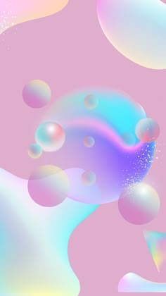 an abstract background with soap bubbles on a pink and blue background that looks like something out of space