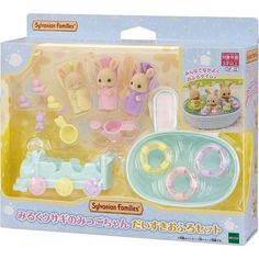 Epoch Sylvanian Families Milk Rabbit Triplets Daisuki Bath Set DF-22 JAPAN Calico Critters Families, Triplet Babies, Bad Set, Duck Toy, Baby Bath Time, Rabbit Baby, Mini Things, Family Set, Sylvanian Families