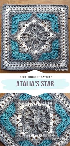 two crocheted afghans with the words, free crochet pattern ata's star