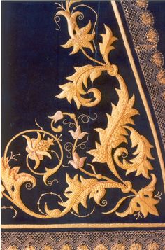 an intricately designed blue and gold cloth