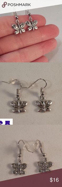 Silver Butterfly Earrings Hypoallergenic Hooks These adorable butterfly earrings are made of Tibetan silver and are on hypoallergenic hooks that won't hurt your ears. They are brand new, handmade and have never been worn. Lead and nickel free. Rubber backs included. These fine quality earrings are perfect and comfortable for all day, everyday wear, or a special gift.   Please send offers and questions. Kristy's Jewels Jewelry Earrings Nickel-free Adjustable Butterfly Earrings, Hypoallergenic Adjustable Butterfly Earrings, Casual Adjustable Nickel-free Earrings, Silver Butterfly Earrings, Earrings Hypoallergenic, All Day Everyday, Silver Butterfly, Butterfly Earrings, Special Gift