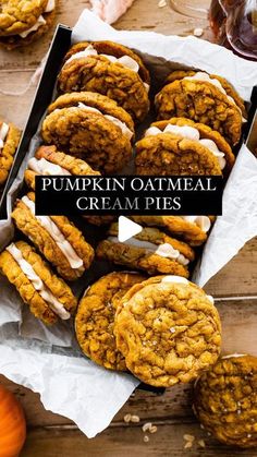 pumpkin oatmeal cream pies in a box on top of a table