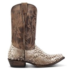 Stirrup your Western collection with MARSHALL. Handcrafted with durable Goodyear welt, 100% full grain leather that shapes with your foot, and detailed with intricate shaft stitching. This made-to-last cowboy boot is constructed with conventional snip toe construction and wrangled together with symmetrical leather pull straps. Designed with genuine python leather.Leather upper, leather lining, leather soleHandcrafted in Mexico2" Heel Height11 ½" Shaft Height15 ¾" Shaft CircumferenceMeasurements taken from US size 10Fit Tip: Runs true to sizeQuestions about fit? Email orders@freebirdstores.com 1-888-FREEBIRD Handcrafted Boots, The Marshall, Stirrups, Cowboy Boot, Goodyear Welt, Leather Pulls, Full Grain Leather, Cowboy Boots, Bootie Boots