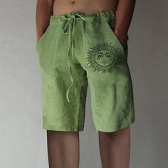 Season:Summer; Fabric:Linen Cotton Blend; Gender:Men's; Style:Fashion,Big and Tall; Occasion:Sports Outdoor,Daily; Fit Type:Regular Fit; Function:Breathable,Comfort; Waistline:Mid Waist; Pattern:Graphic Prints,Sun; Design:Straight Leg,Print,Elastic Waist; Pants Type:Baggy Shorts,Shorts,Linen Shorts,Summer Shorts; Fly Type:Elasticity; Front page:FF; Production mode:External procurement; Hips:; Length:; Waist:; Fit US Size:null; Fit UK Size:null; Fit EU Size:null; Pants Length:Knee Length; Print T Mens Linen Shorts, Sun Graphic, Running Shorts Men, Mens Shorts Summer, Baggy Shorts, Mens Linen, Shorts Summer, Linen Trousers, Type Of Pants