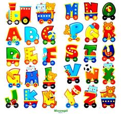 the alphabet is made up of colorful wooden toys