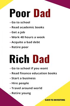 a poster with the words poor dad and rich dad