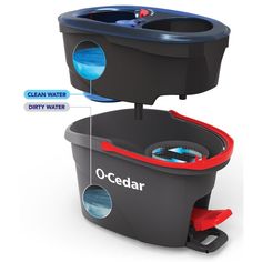 the o - cedar water dispenser is shown with instructions on how to use it