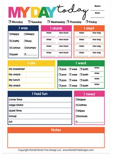 the printable my day to do list for kids is shown in this colorful poster