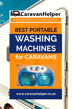 a sign that says best portable washing machines for caravans