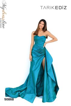 Tarik Ediz 50868 - Mydressline Gowns Red Carpet, Parade Dress, 2021 Prom Dresses, Plastic Dress, Tarik Ediz, Strapless Sweetheart Neckline, Taffeta Dress, Strapless Gown, Pleated Bodice