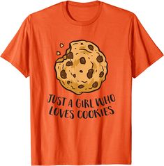 Cartoon Cookie T-shirt Just A Girl Who Loves Cookies Cookie Brand Shirt, Cookie Costume, Cartoon Cookie, Just A Girl, A Girl, Tee Shirts, T Shirt, Clothes, Design