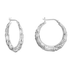 [Comes in a pair] Combining classic Bamboo-textured style with a contemporary finish, these Round hoop earrings are a sophisticated accessory to your Summer daytime and evening ensembles. ◆ Stamped "925" to seal the authenticity and guarantees quality ◆  Perfect for sensitive ears.! ◆ Hoop Size: Outside Diameter: 1.25" (31.75mm) ◆ Comes in royal gift box ready for presentation ◆ Retail price: $72.99 ----------About Us---------- Since 1990, Tilo Jewelry has been striving to bring their customers Bamboo Texture, Bamboo Earrings, Island City, Long Island City, Door Knocker, Branded Gifts, Gold Hoops, Jewelry Earrings Hoops, Silver Hoops