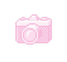 a pink camera pixelated in pixels on a white background