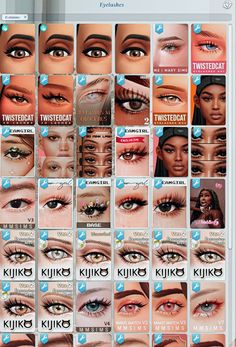 an image of many different types of eyeliners on a phone screen with the caption's name below it