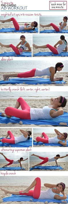 the woman is doing exercises on her stomach