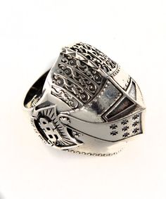 Knight's helmet 925 Silver Ring  * Recycled 925 Sterling Silver * 19.5g / 0.69oz * Engraving on the inside of the ring * Unisex * Worldwide shipping / READY TO SHIP ! * Inside diameter:  US 8.5 - 18.5 mm / 0.73"  US 9.5 - 19.4 mm / 0.76"  US 10.5 - 20.4 mm / 0.79" Knight Rider Jewelry, Knight's Helmet, Knights Helmet, Skull Jewelry, 925 Silver Ring, Men's Rings, 925 Silver Rings, Knights, Band Rings