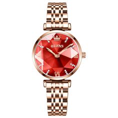 OLEVS 6642 Prismatic Diamond Luxury Women’s Watch - OLEVS Women's Watch Bands, Diamond Mirror, Bracelet Watches Women, Wristwatch Fashion, Rose Gold Quartz, Watch For Women, Womens Watches Luxury, Women Diamond, Women Wrist Watch