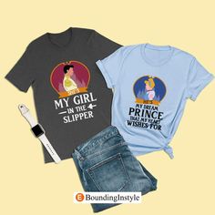 Snow White Couple Shirt She's My Girl in the Slipper - Etsy Thailand Disneyland Honeymoon, Cinderella Shirt, Disney Trip Shirts, Trip Shirts, Princess Shirt, Anniversary Shirt, Couple Shirt, Matching Tees, Disney Trip