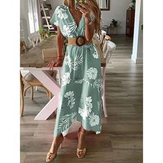 Floral Midi Printed Slim Short Sleeved Summer DressFloral Midi Printed Slim Short Sleeved Summer Dress Beach Dresses Casual, Bohemian Print Dress, Dresses Casual Boho, Bohemian Summer Dresses, Women's Swimsuit, 10 Dollars, Bohemian Summer, Printed Summer Dresses, Sleeveless Dresses