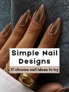 Love nails that stand out? These drop-dead gorgeous chrome nail ideas are your ticket to a high-shine, eye-catching manicure that’ll make you feel like a gem. Whether you’re going for a bold metallic or a soft, iridescent glow, these cool chrome nails are perfect for adding a little sparkle to your life! | chrome nails, nail inspo, chrome manicure, chrome nail colors, fun chrome nails, simple chrome nails, chrome nails designs, holographic nails, elegant nails, funky nails, chrome nail designs, metallic nails, ombre chrome nails, mirror nails, mirror nails design, trendy nails, mirror effect nails, nail art designs, glaze nails, glass nails, glazed donut nails, classy nails, cool chrome nails, fun chrome nails, simple nail designs, nails inspiration, chrome nail, gel nails, simple nails. Simple Nail Designs, Chrome Nails, Simple Nails, Nail Designs, Design