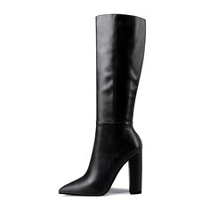 Shop Black Pointy Toe Heeled Dress Mid Calf Boots Knee High Boot color Black for  with worldwide Free shipping & Free return. Tall Winter Boots For Parties, Winter Party Tall Boots, Tall Winter Party Boots, Tall Boots For Fall Party, Tall Boots For Party In Fall, Winter Workwear Tall Mid-calf Boots, Tall Party Boots For Fall, Knee-length Winter Boots For Office, Winter Office Knee-length Boots