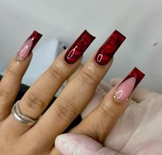 Dip Nail Trends, Autumn Nail Art Designs, Fall Dip Nails, Fall Nails Square, Fall Dip, Autumn Nail Art, Deep Red Nails, Autumn Nail, Red Acrylic Nails