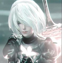 #nierautomata #2b Retro Games Poster, 2b Nier Autómata, Retro Gaming, Aesthetic Pictures, Dragon Ball, I Am Awesome, Hair