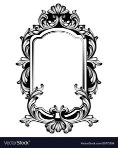 an ornate frame in black and white