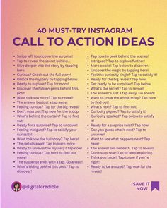 an advertisement with the words call to action ideas