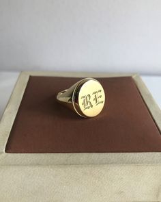 Gold Signet Ring that can be personalized with your desired letter, monogram, initials, or vector design. A handmade piece that has been brought to life with the combination of fine goldsmith techniques and the latest technology. 📩 Leave us a message with your custom personalization, letter, initials, logo, or any design imagined. Solid Gold Ring - Rings For Men - Initial Ring - Monogram Ring - Letter Ring - Danelian Jewelry Workshop Dimensions: 1.5 x 1.4cm wide at top. Your custom signet ring Personalized Initials 14k Gold Rings, Personalized 14k Gold Rings With Initials, Personalized Initial Ring In Yellow Gold, Classic Round Signet Ring With Initials, Gold Personalized Timeless Engraved Ring, 14k Gold Initial Ring For Personalized Gift, Timeless Personalized Gold Engraved Ring, Gold Personalized Signet Ring, Round Signet Ring With Initials