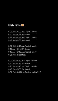 the text reads early birds on a black background