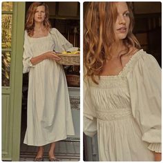 From Doen, Brand New With Tags. 100% Cotton Nightgown. No Longer Sold On Their Site. Sleeves Can Be Worn On Or Off Shoulder. In Their White Salt Color. Fully See Through, You Can Wear A Slip Under If You Wanna Wear It Out Or Just Lounge Around Like A Bougie Angel. True To Size Small, 4-6 In Dresses. Nightgown Dress, Farm Work, White Nightgown, Cotton Nightgown, Dress Cottagecore, Women's Nightgowns, Victorian Women, House Dress, On Or Off