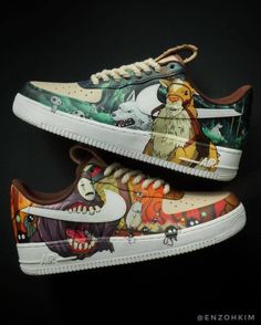 Princess Mononoke And Spirited Away Amine Custom Air Force 1-shecustomize Hand Painted Gifts, Unique Sneakers, Princess Mononoke, Painted Shoes