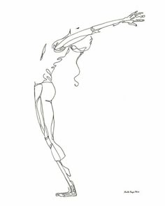 a black and white drawing of a person reaching up to grab something out of the air