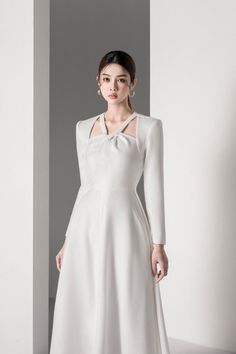 Elegant White Midi Dress For Evening, Elegant White Evening Midi Dress, Elegant Midi Dress With Structured Boning For Party, Elegant Party Midi Dress With Structured Boning, Elegant Midi Party Dress With Structured Boning, Formal Spring Dress With Open Neckline, Spring Formal Dress With Open Neckline, Elegant Midi Dress With Asymmetrical Neckline And Fitted Bodice, Spring Formal Midi Dress With Structured Boning